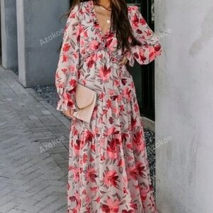 Floral Ruffle Detail Maxi Dress